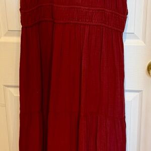 Old Navy Red Tiered Maxi Dress Sleeveless Womens size L